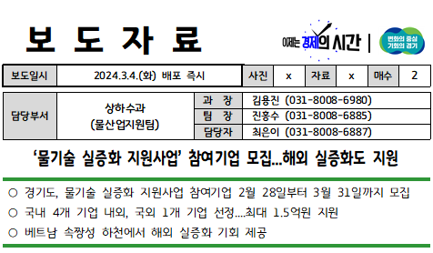 ‘물기술 실증화 지원사업’ 참여기업 모집...해외 실증화도 지원